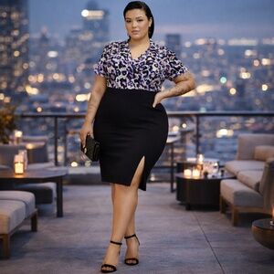 TORRID Black Floral Collared Ponte Bodycon Dress 2X